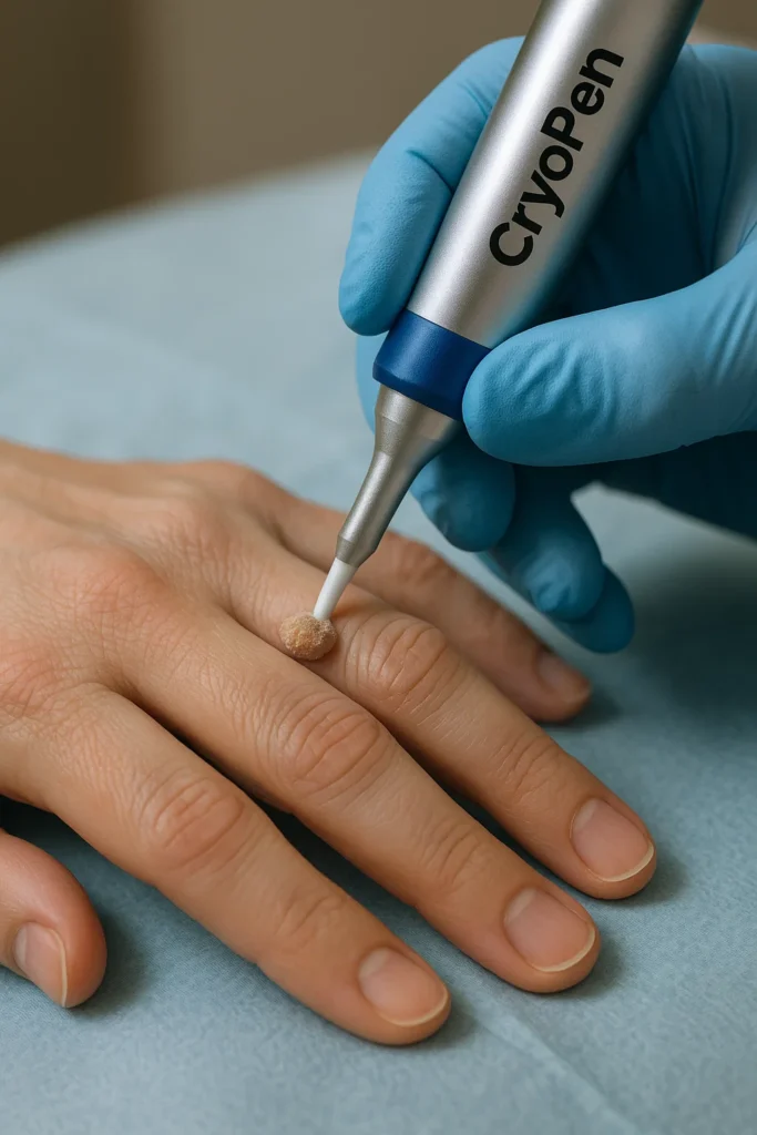 example of cryopen wart removal West Ruislip treatment on a persons finger