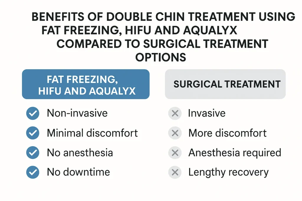 Graphic about the benefits of double chin treatment West Ruislip - from LA LIPO