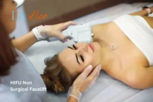 Woman having Hi-Fu to reduce wrinkles West Ruislip.