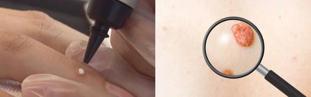 Person getting moles removed with cryopen West Ruislip