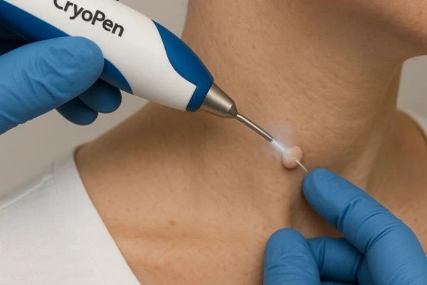 Person receiving Cryotherapy skin tag removal West Ruislip