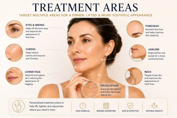 Areas of treatment for the ultimate lift tighten treatment West Ruislip